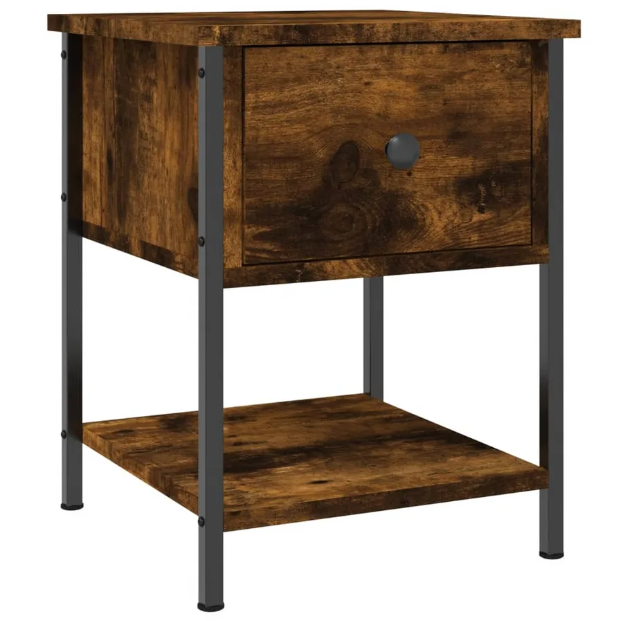 Table de chevet chêne fumé 34x35,5x45 cm bois d'ingénierie - 2
