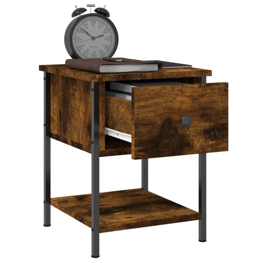 Table de chevet chêne fumé 34x35,5x45 cm bois d'ingénierie - 4