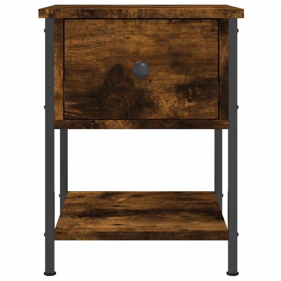 Table de chevet chêne fumé 34x35,5x45 cm bois d'ingénierie - 6