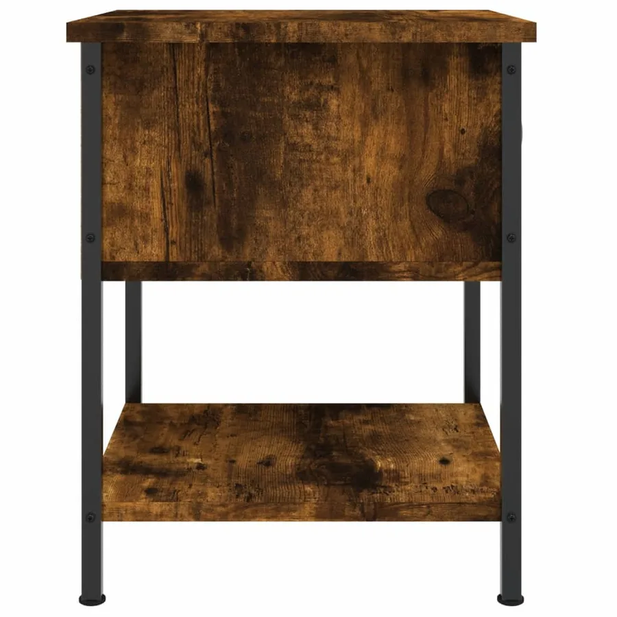 Table de chevet chêne fumé 34x35,5x45 cm bois d'ingénierie - 7