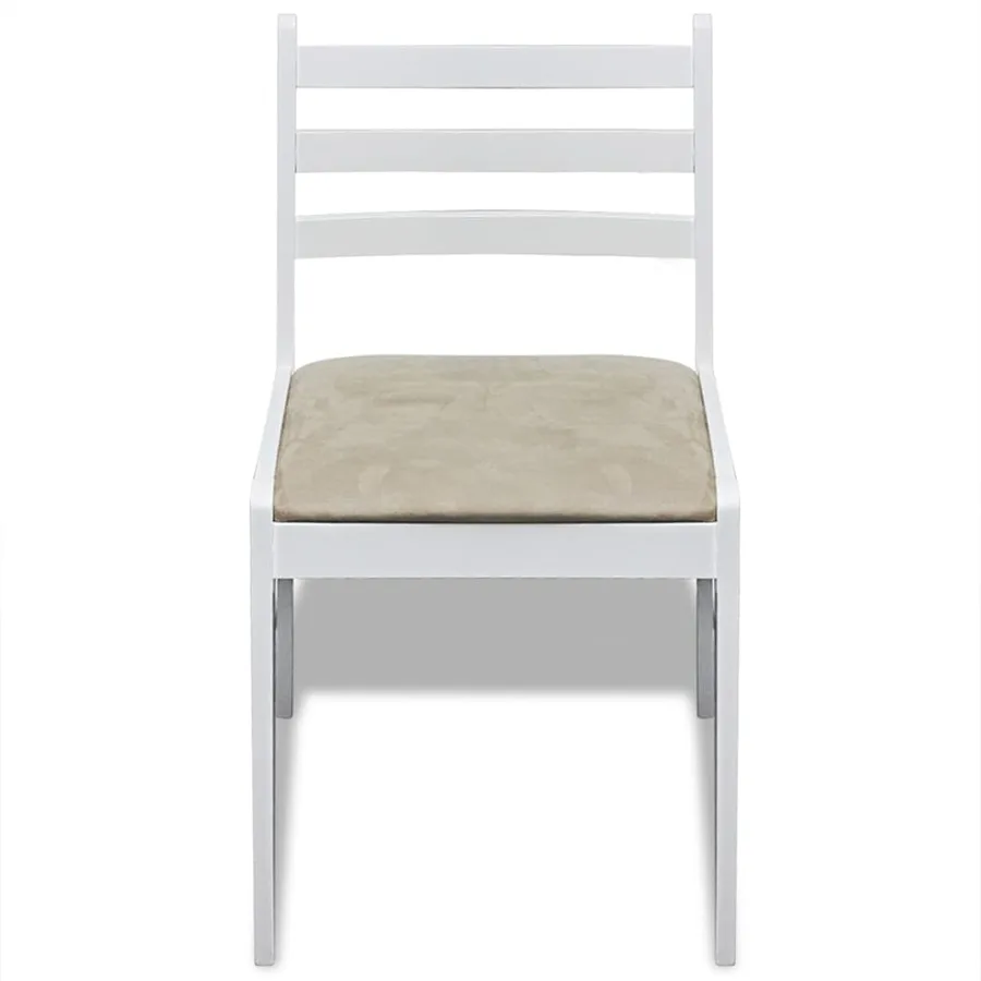 Chaises à manger lot de 6 blanc bois solide et velours - 3