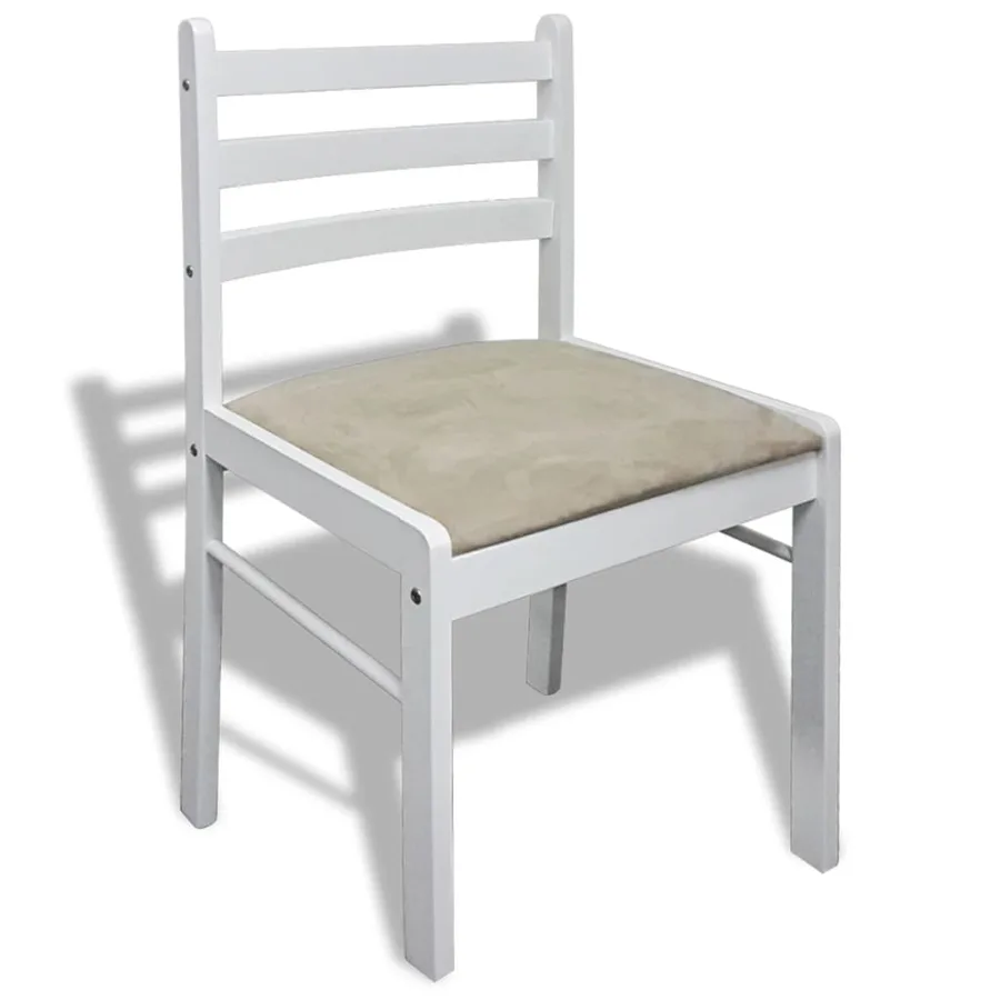 Chaises à manger lot de 6 blanc bois solide et velours - 4