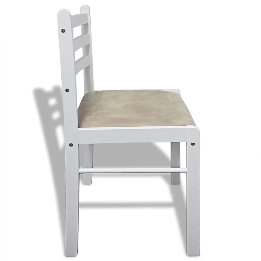 Chaises à manger lot de 6 blanc bois solide et velours - 5