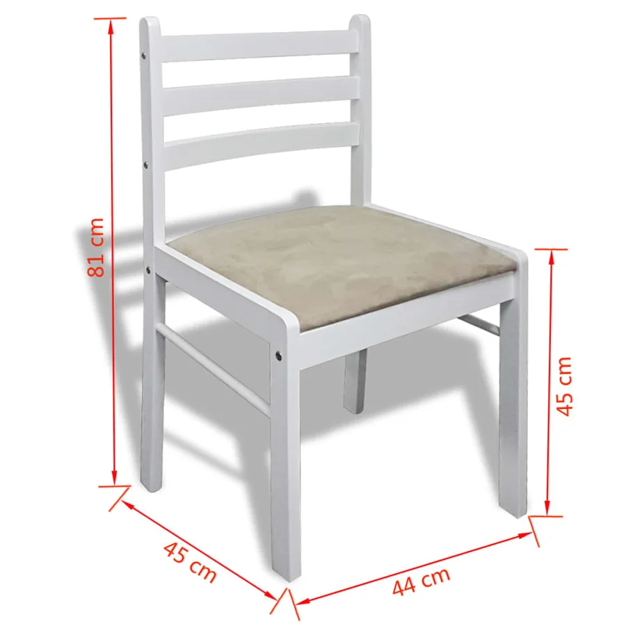 Chaises à manger lot de 6 blanc bois solide et velours - 6