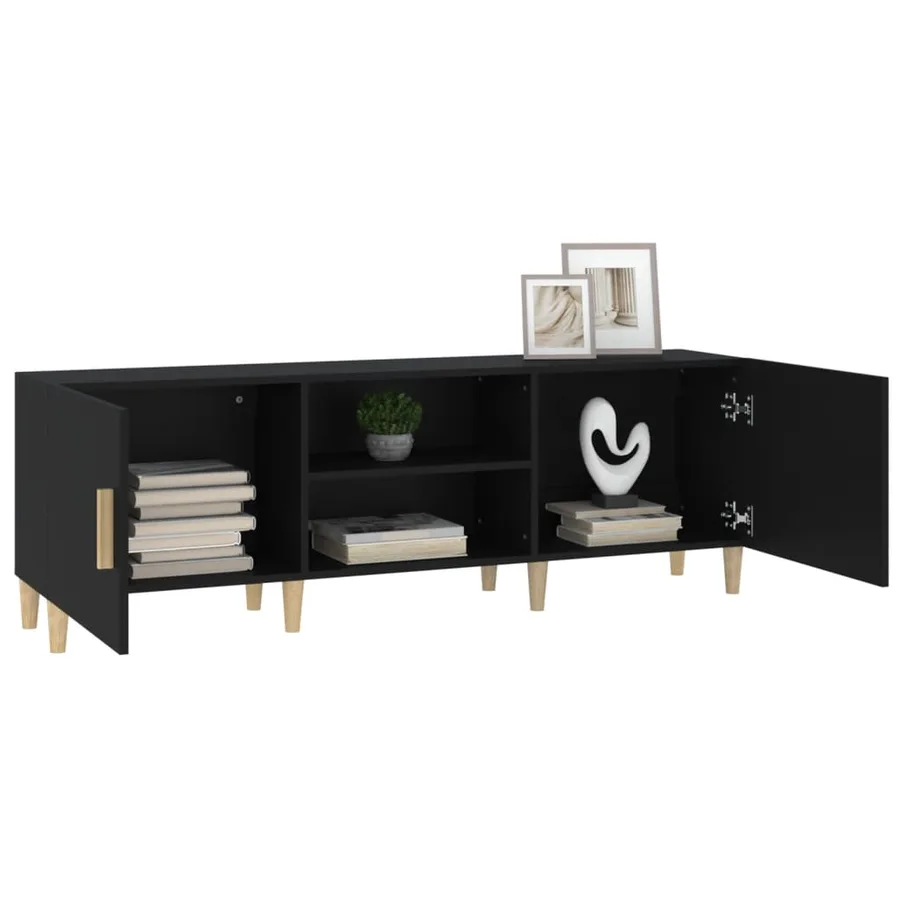 Meuble TV Noir 150x30x50 cm Bois d'ingénierie - 4