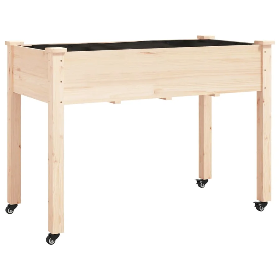 Jardinière sur roues avec doublure 118x59x80 cm bois de sapin - 2