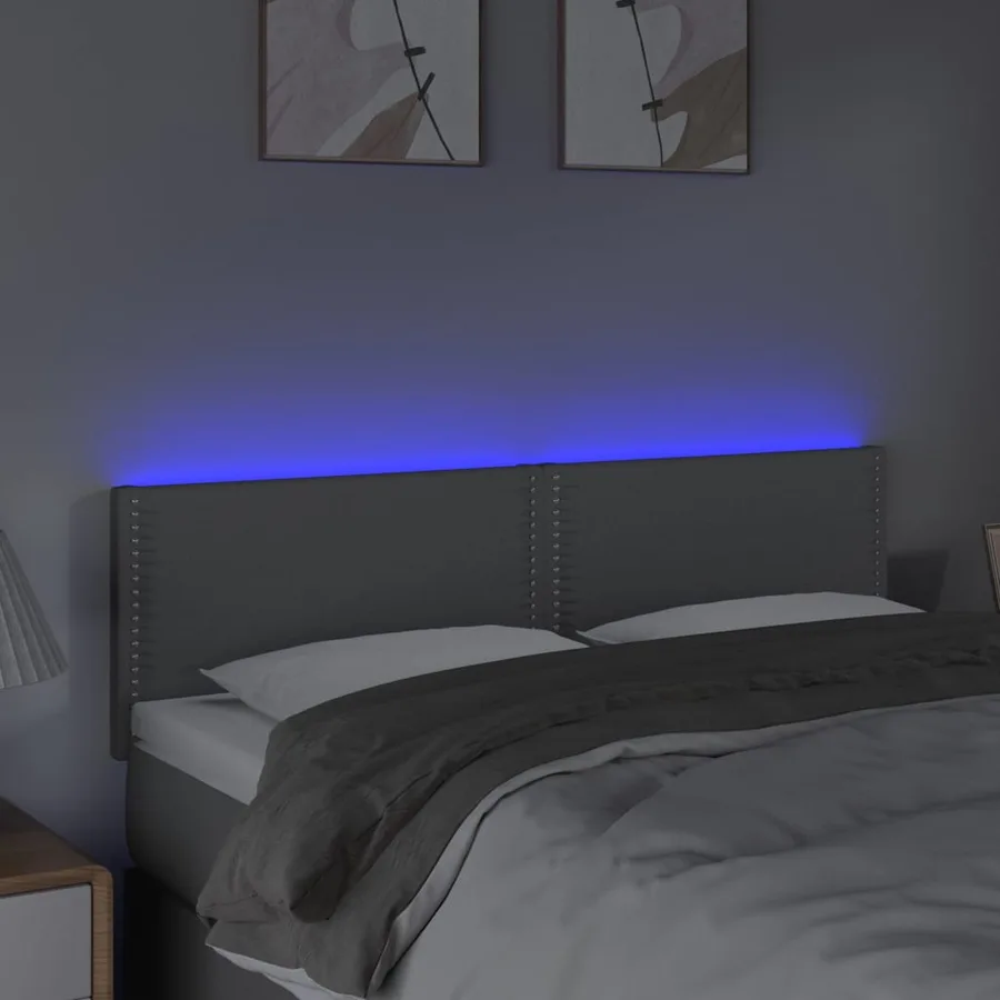 Tête de lit à LED Gris clair 144x5x78/88 cm Tissu - 3