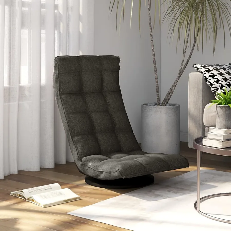 Chaise de sol pivotante Gris foncé Tissu