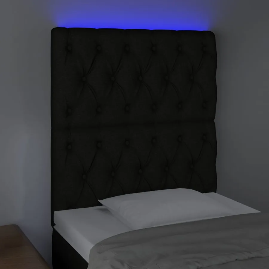 Tête de lit à LED Noir 80x7x118/128 cm Tissu - 3