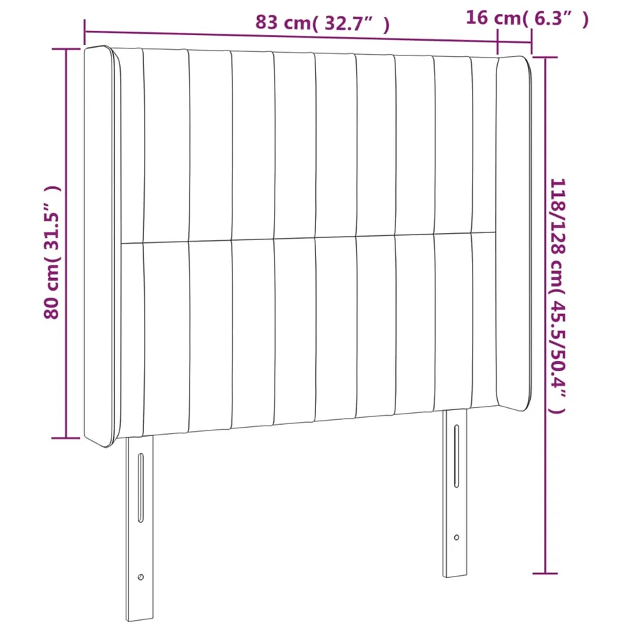 Tête de lit à LED Taupe 83x16x118/128 cm Tissu - 6