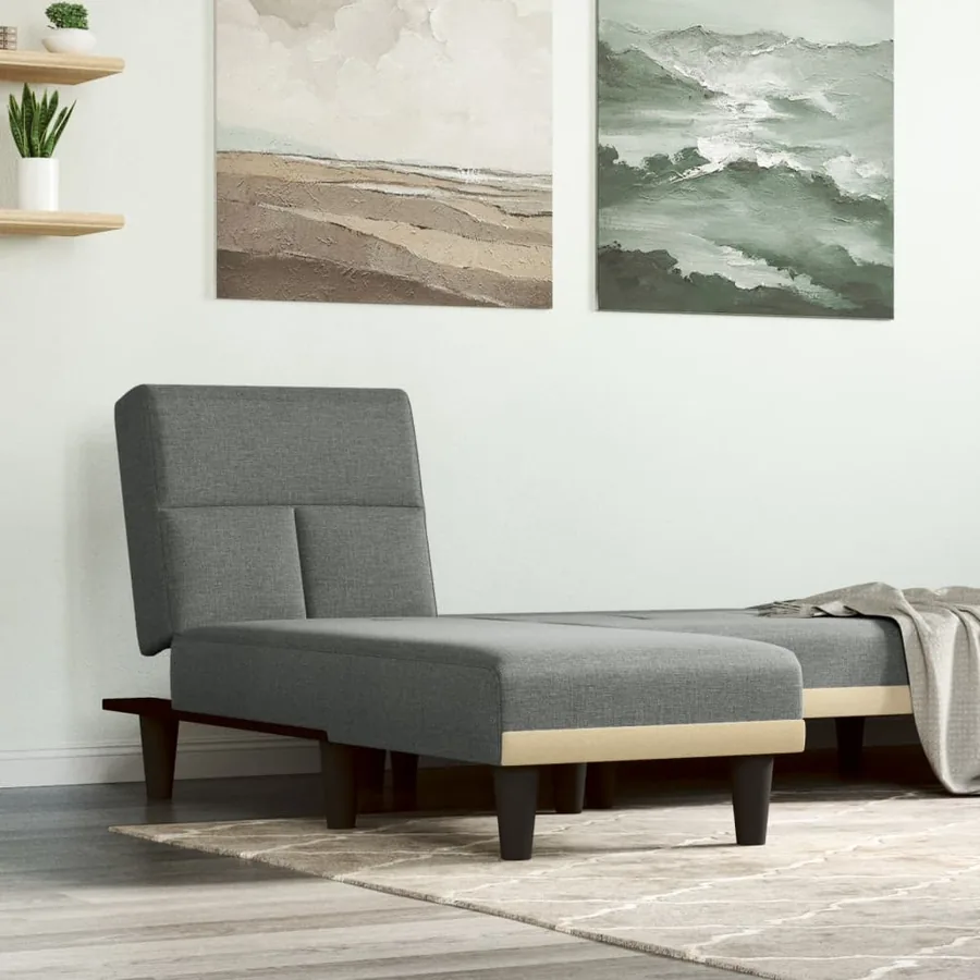 Chaise longue gris foncé tissu