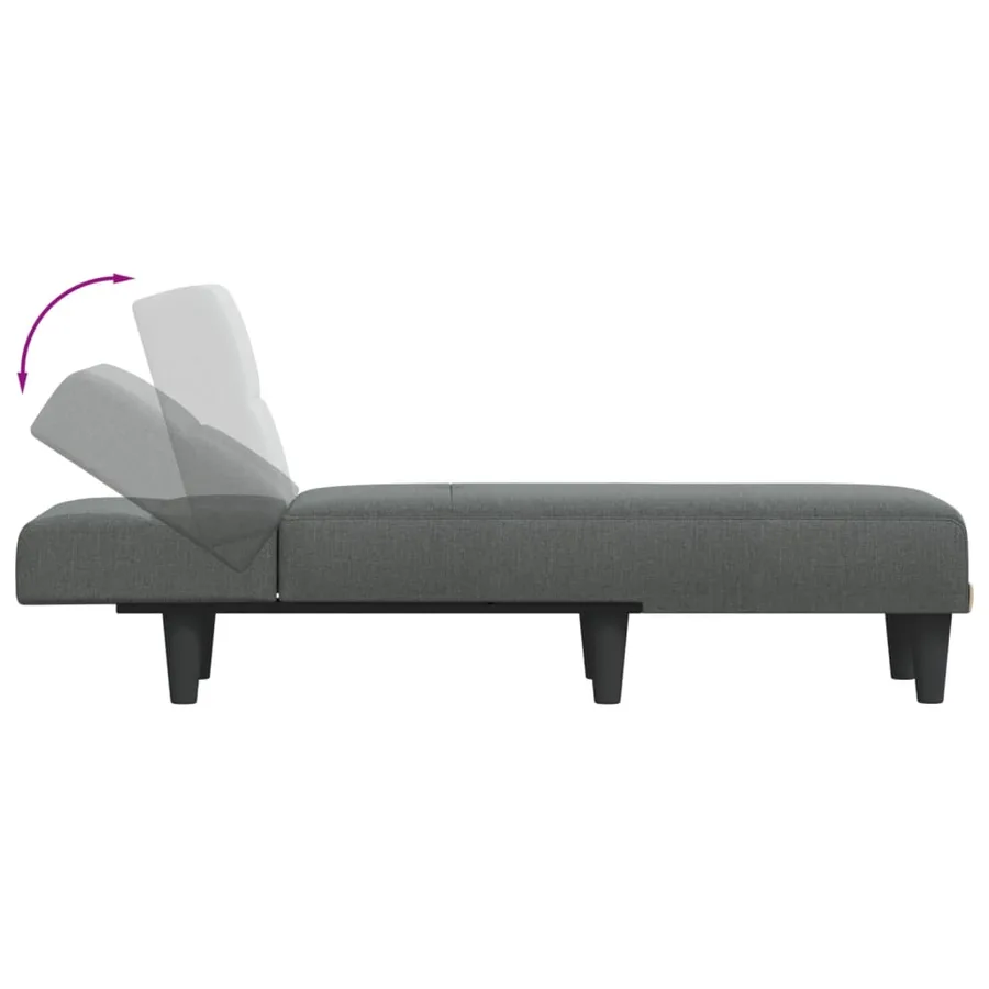 Chaise longue gris foncé tissu - 6