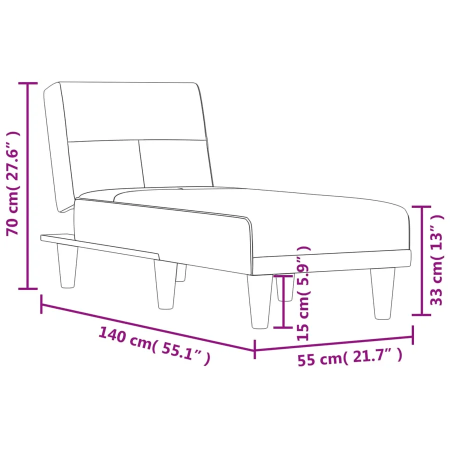 Chaise longue gris foncé tissu - 9