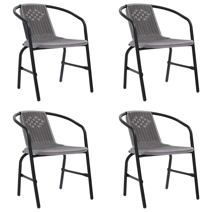 Chaises de jardin lot de 4 Rotin plastique et acier 110 kg