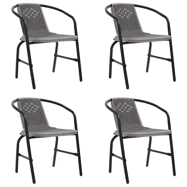 Chaises de jardin lot de 4 Rotin plastique et acier 110 kg