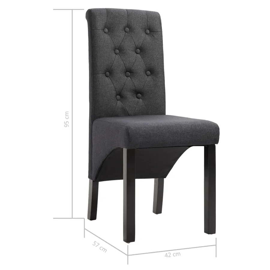 Chaises à manger lot de 4 gris foncé tissu - 8