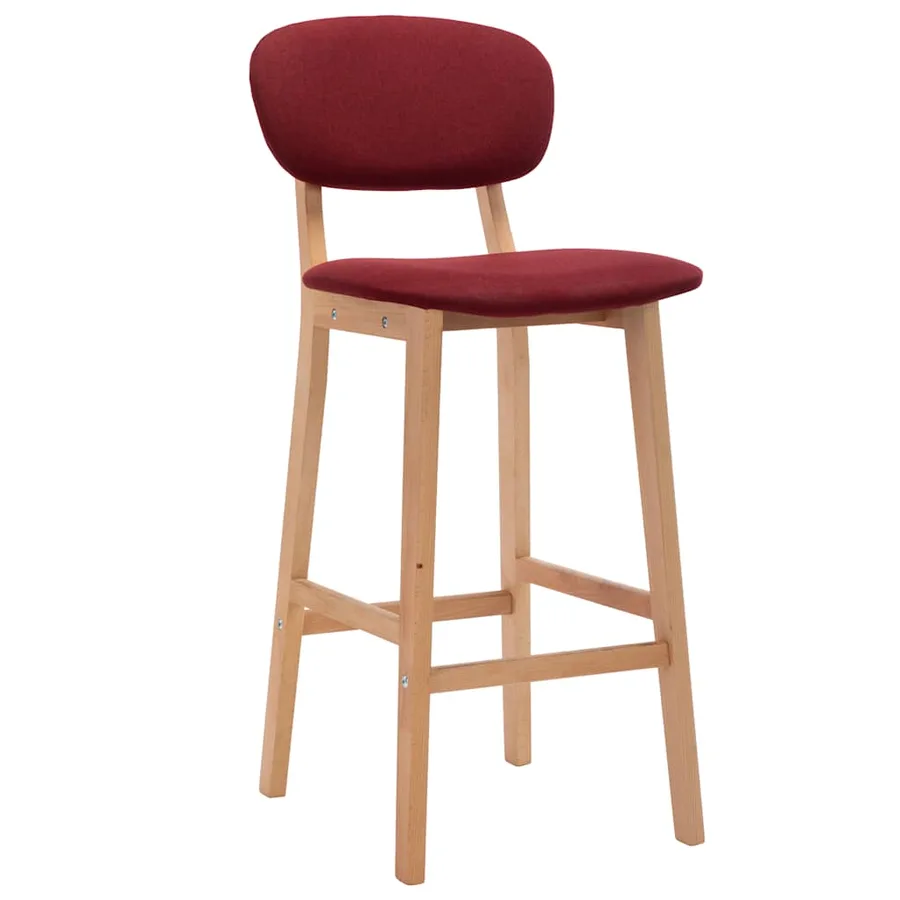 Tabourets de bar lot de 2 rouge bordeaux tissu - 2