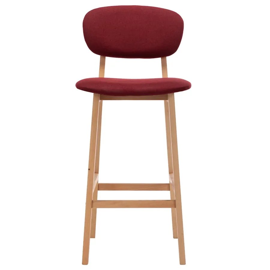Tabourets de bar lot de 2 rouge bordeaux tissu - 3