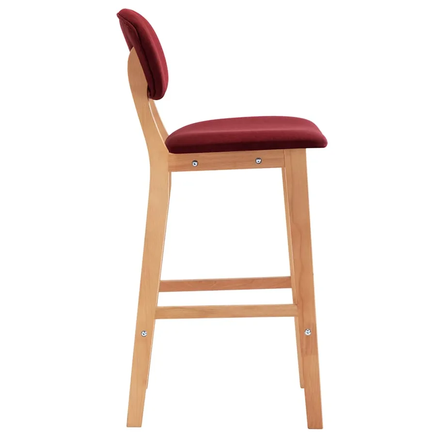Tabourets de bar lot de 2 rouge bordeaux tissu - 4