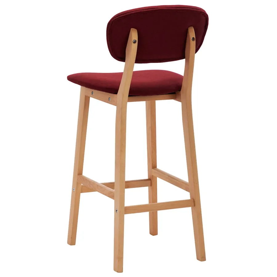 Tabourets de bar lot de 2 rouge bordeaux tissu - 5