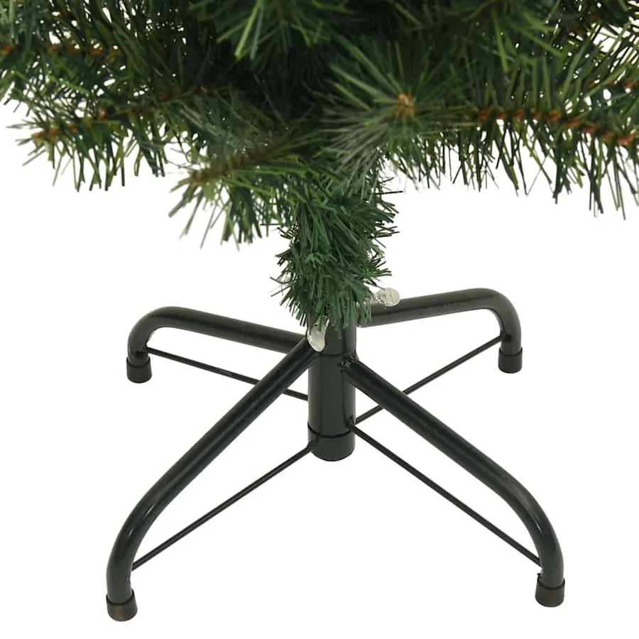 Sapin de Noël artificiel mince avec support vert 150 cm PVC - 6