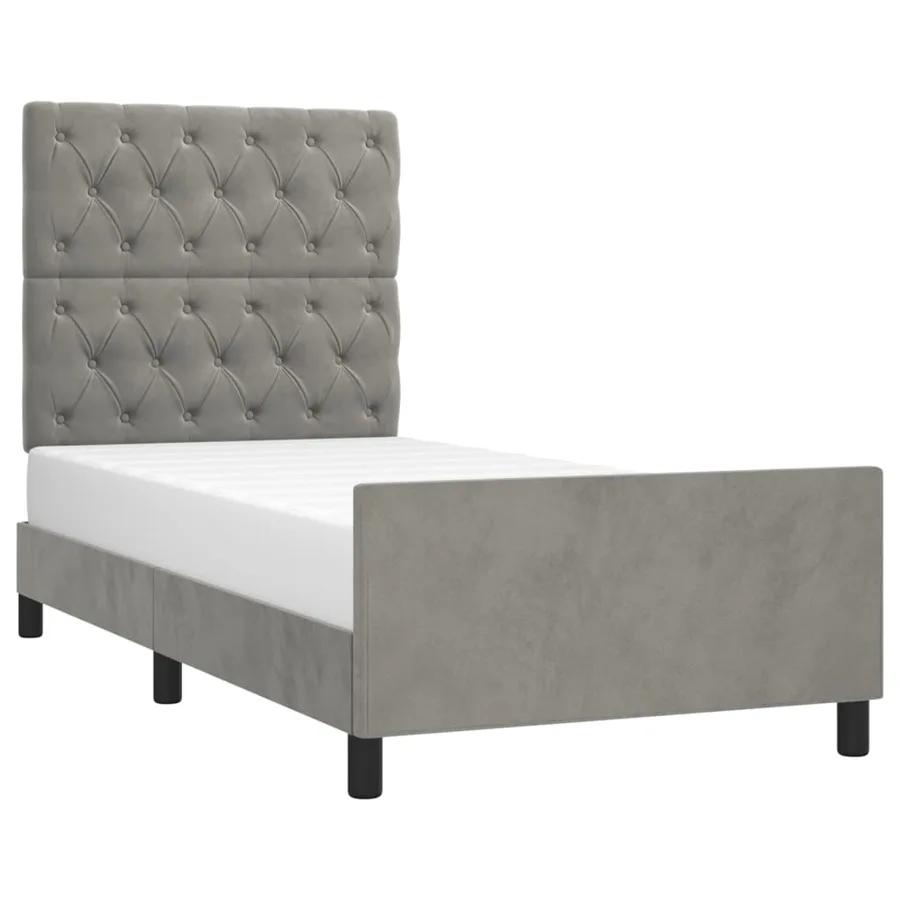 Cadre de lit sans matelas gris clair 80x200 cm velours - 3