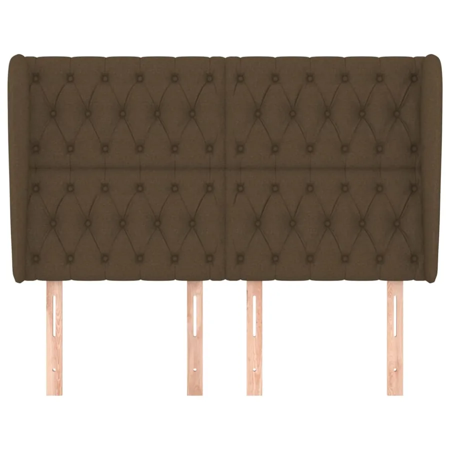 Tête de lit avec oreilles Marron foncé 147x23x118/128 cm Tissu - 3