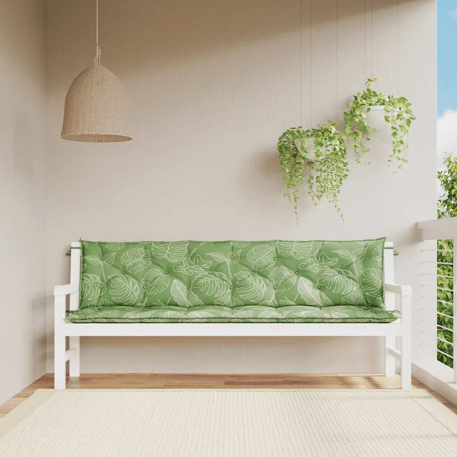 Coussins de banc de jardin lot de 2 motif de feuilles tissu - 3