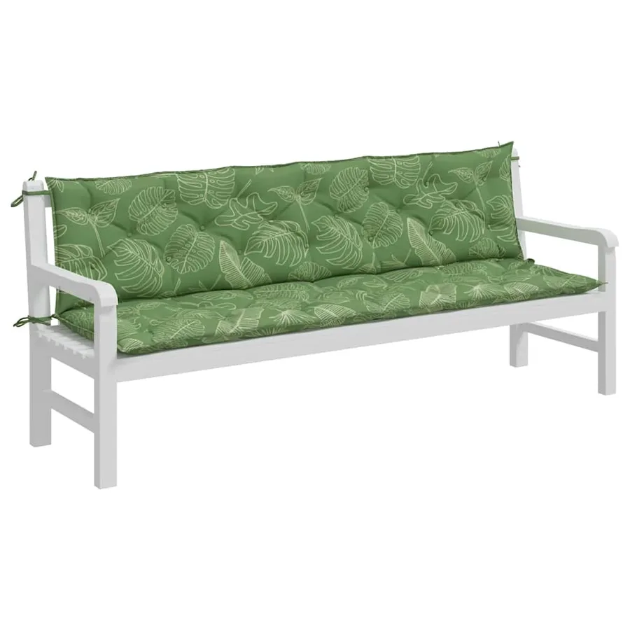 Coussins de banc de jardin lot de 2 motif de feuilles tissu - 4