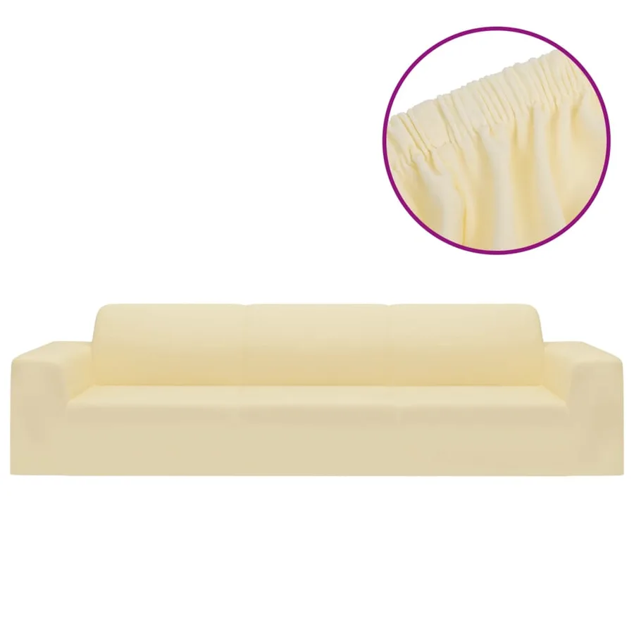 Housse extensible de canapé 4 places Crème Jersey de polyester - 2