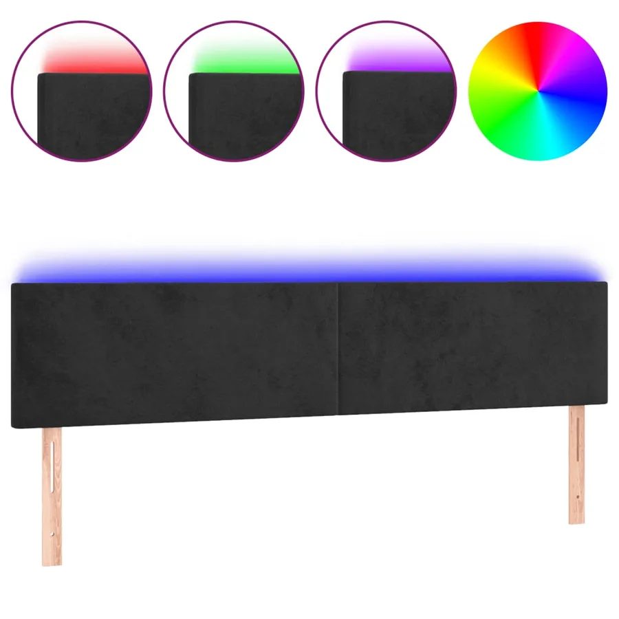 Tête de lit à LED Noir 160x5x78/88 cm Velours - 2