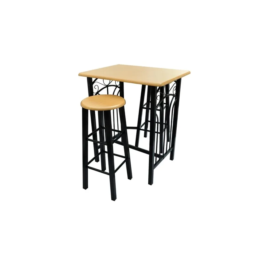 Ensemble de table à dîner Bois brun roux avec noir Acier - 2