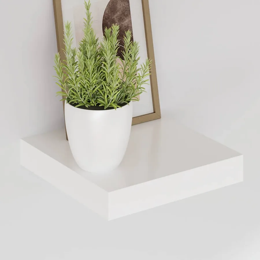Étagère murale flottante 2 pcs Blanc brillant 23x23,5x3,8cm MDF - 4