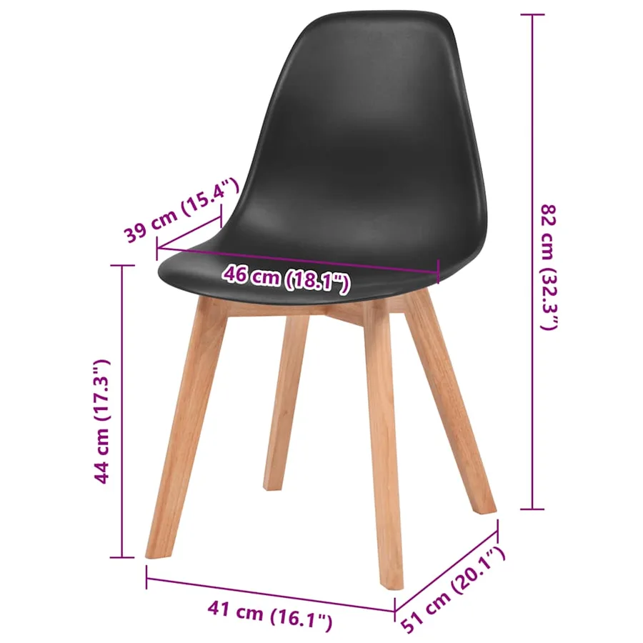 Chaises à manger lot de 2 Noir Plastique - 6