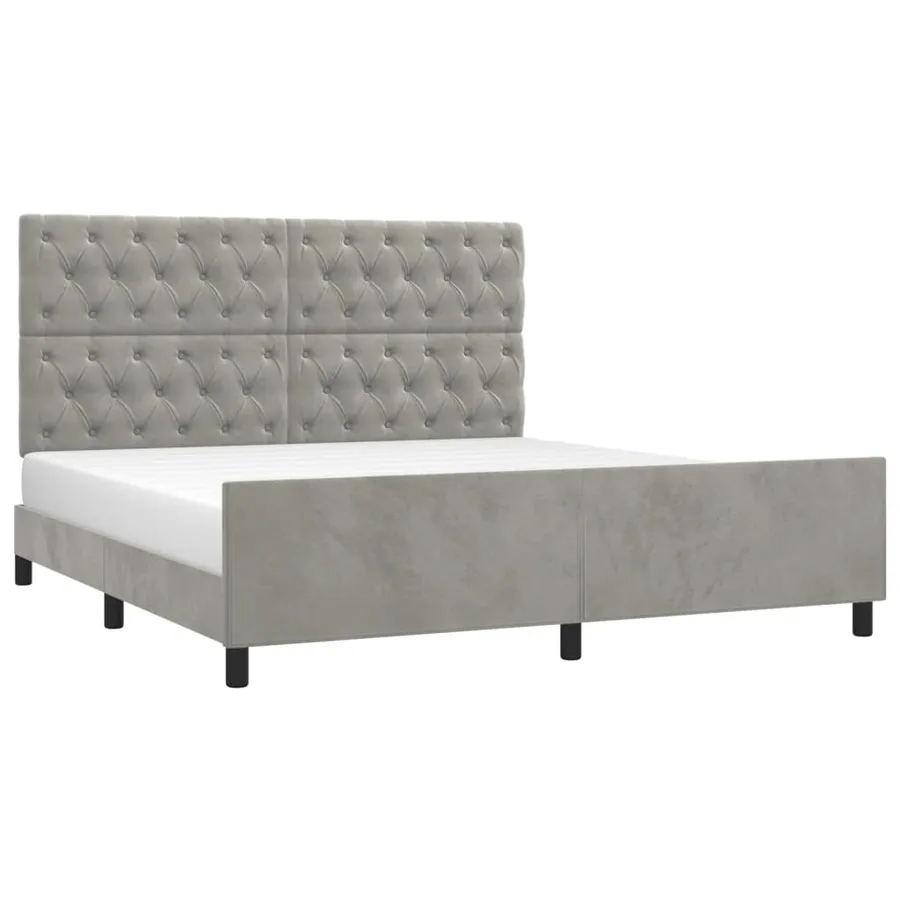 Cadre de lit sans matelas gris clair 160x200 cm velours - 3