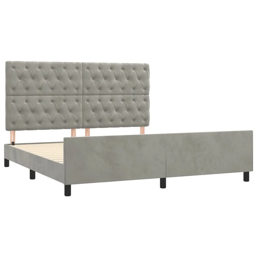 Cadre de lit sans matelas gris clair 160x200 cm velours - 4