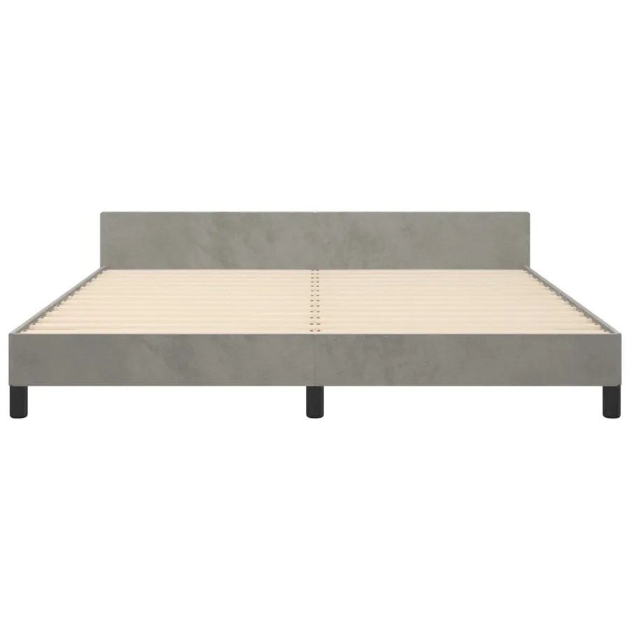 Cadre de lit sans matelas gris clair 160x200 cm velours - 6