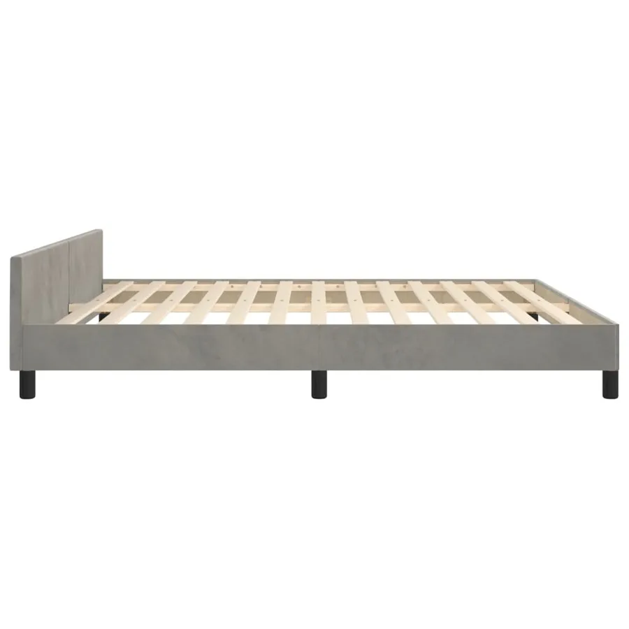 Cadre de lit sans matelas gris clair 160x200 cm velours - 7