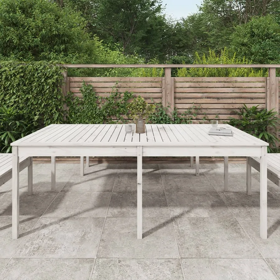 Table de jardin blanc 203,5x100x76 cm bois massif de pin - 3