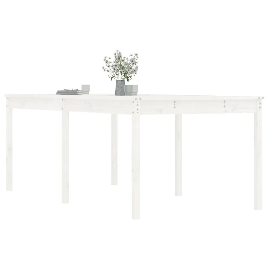 Table de jardin blanc 203,5x100x76 cm bois massif de pin - 4