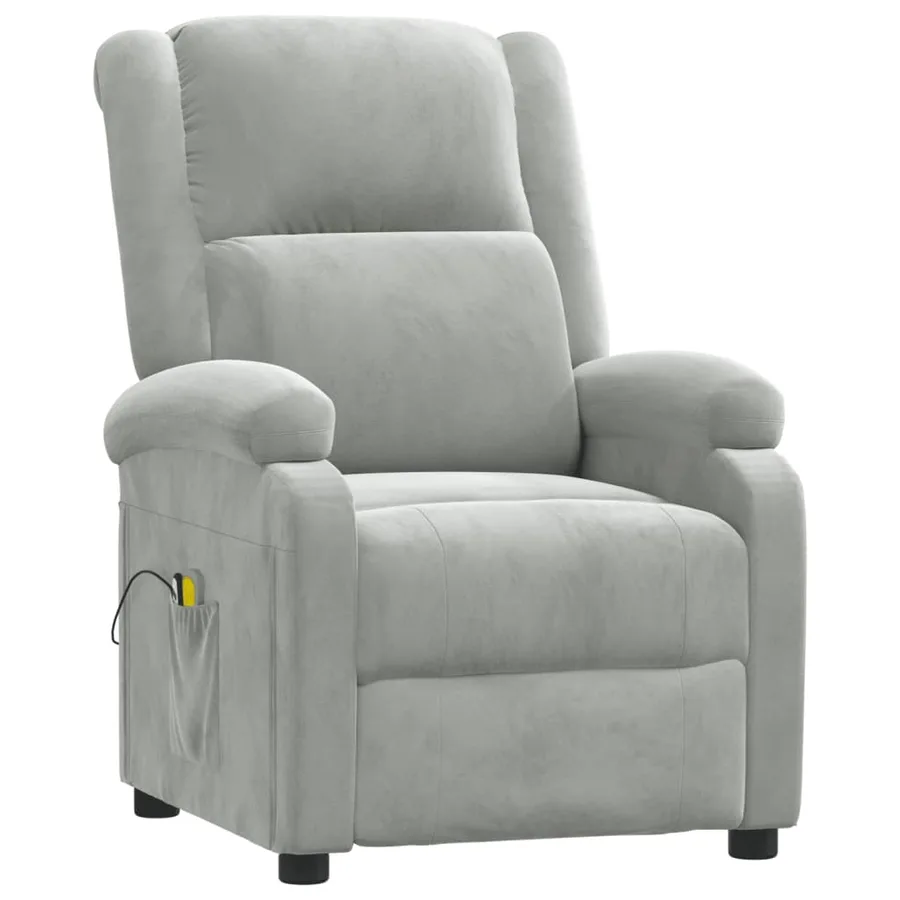Fauteuil électrique de massage Gris clair velours - 3
