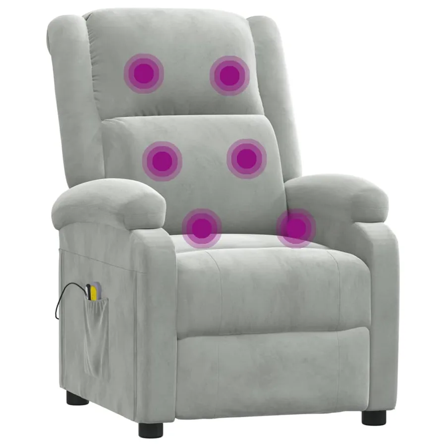 Fauteuil électrique de massage Gris clair velours - 8