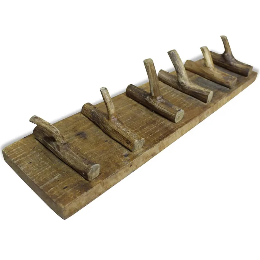 Porte-manteau bois de récupération mélangé 60x15 cm - 2