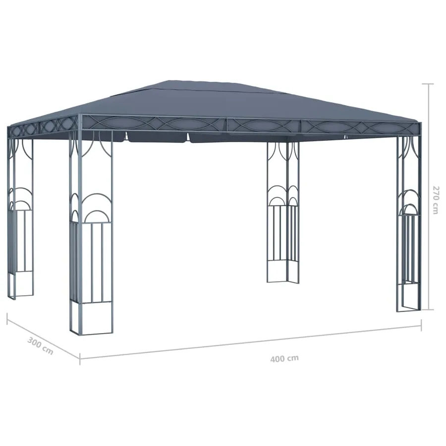 Tonnelle avec guirlande lumineuse à LED 400x300 cm Anthracite - 9