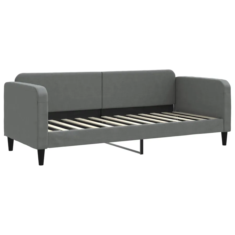 Lit de jour avec matelas gris foncé 80x200 cm tissu - 3