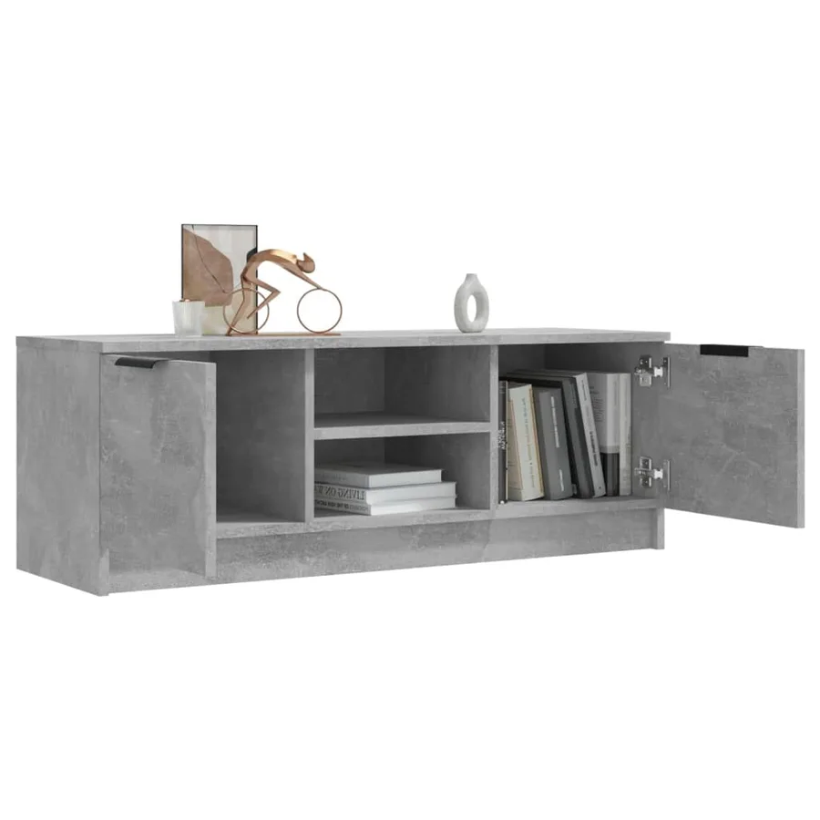 Meuble TV Gris béton 102x35x36,5 cm Bois d'ingénierie - 7