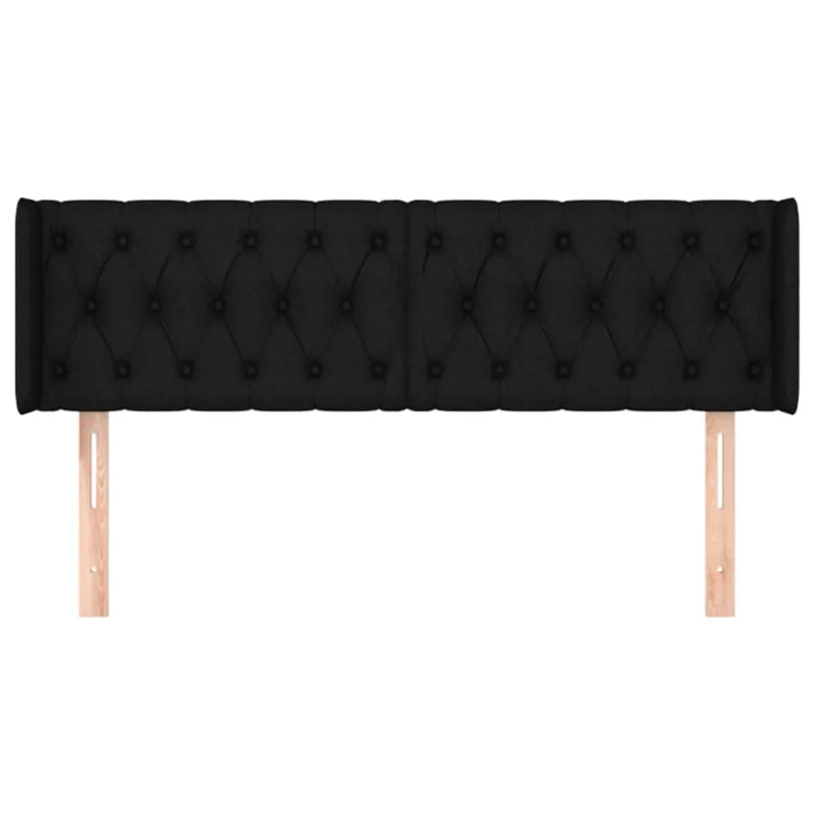 Tête de lit avec oreilles Noir 163x16x78/88 cm Tissu - 3