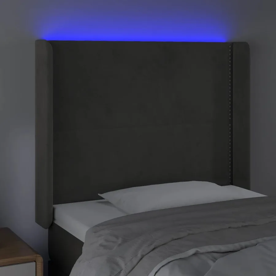 Tête de lit à LED Gris foncé 103x16x118/128 cm Velours - 4