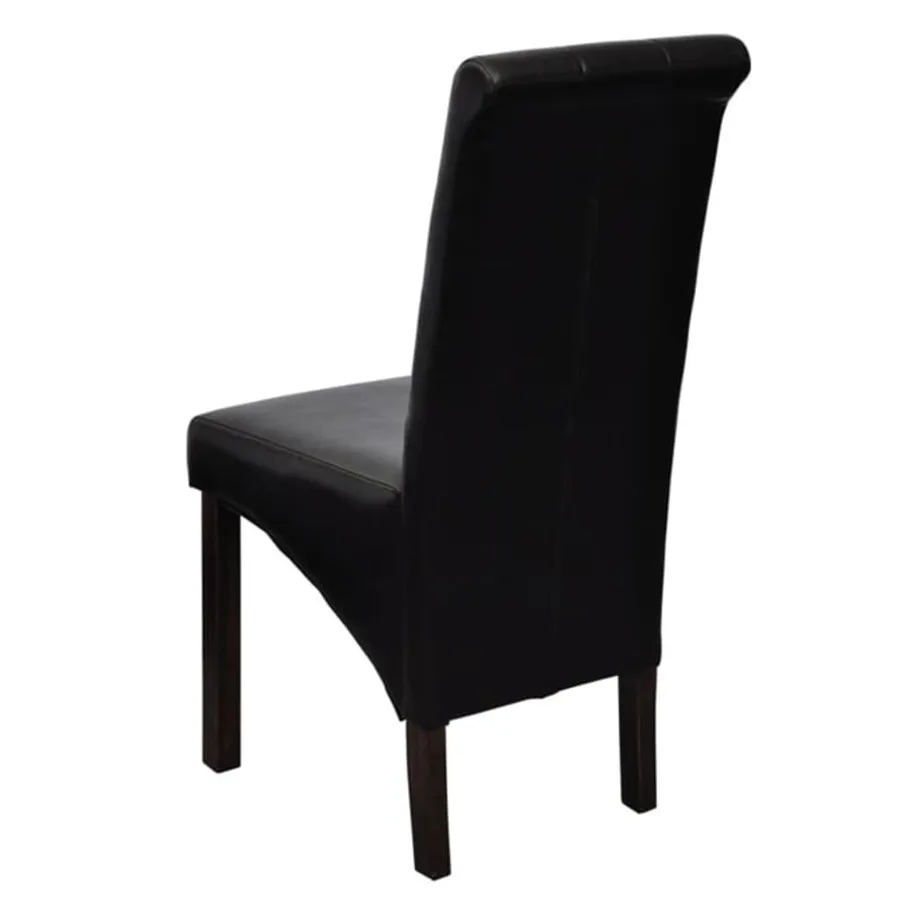 Chaises à manger lot de 2 noir similicuir - 4