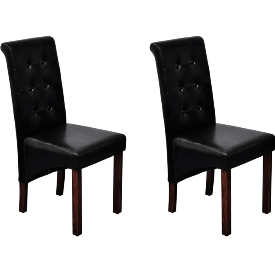 Chaises à manger lot de 2 noir similicuir - 7